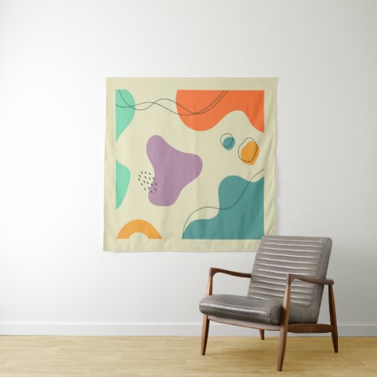Tenture Couleurs pastel formes abstraites arrière - plan m (En situation)