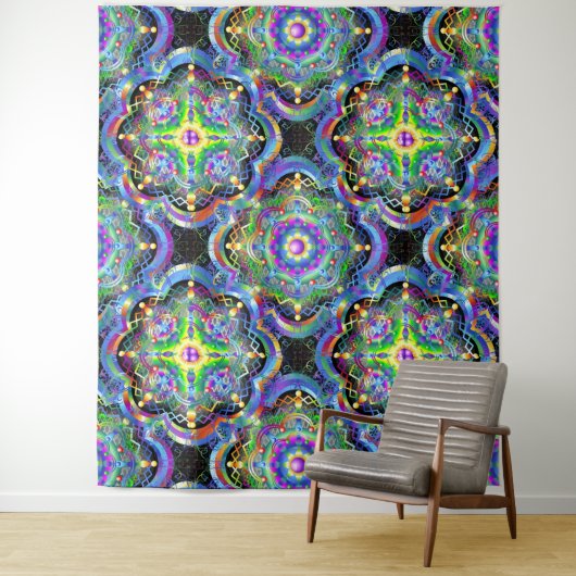 Tenture Couleurs psychédéliques Universe Mandala (En situation)