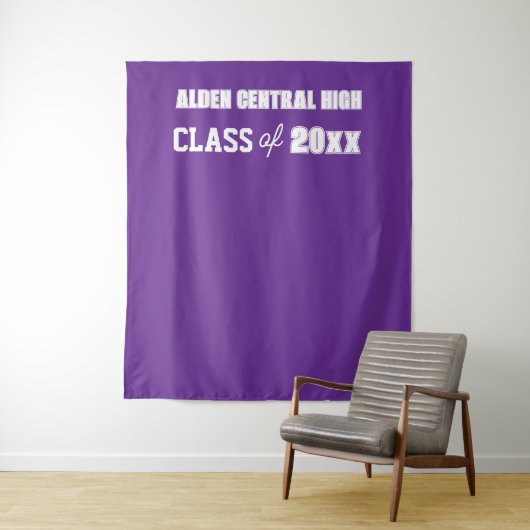 Tenture Couleurs violettes et blanches de l'école arrière- (En situation)