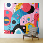 Tenture Couleurs vives formes géométriques modernes<br><div class="desc">Couleurs vives avec différentes formes blanches dans des couleurs différentes,  composition géométrique moderne.</div>