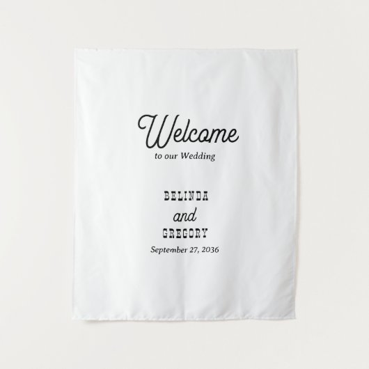 Tenture Country Style Welcome To Our Wedding Fabric Sign (Devant)