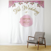 Tenture Coup rose blanc or élégant fond de mariage (En situation)