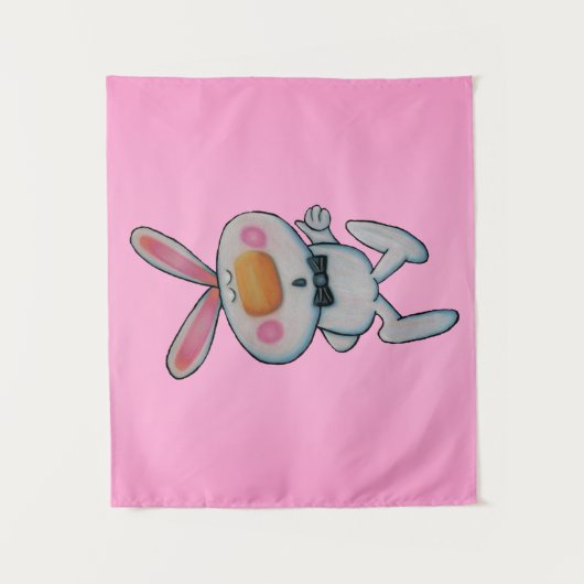 Tenture Coupe blanche de lapin mignonne vers le haut Crava (Devant)