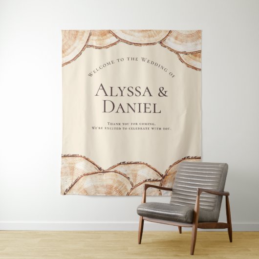 Tenture Coupe de bois rustique Coupe Personnalisé Noms Mar (En situation)