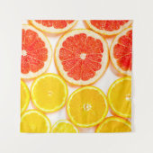 Tenture Coupes d'agrumes de couleur dégradante sur fond bl (Devant (Horizontal))