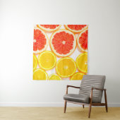 Tenture Coupes d'agrumes de couleur dégradante sur fond bl (En situation (horizontale))