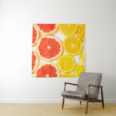 Tenture Coupes d'agrumes de couleur dégradante sur fond bl (En situation)