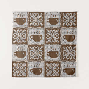 Tenture Coupes d'hiver confites : motif de boisson chaude.