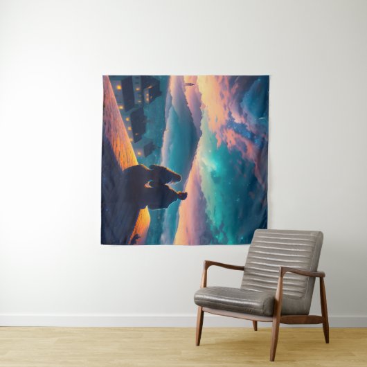 Tenture Couple Assis Sur Le Toit (En situation (horizontale))