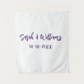 Tenture Couple de mariés. Date de nom violet simple minima (Devant)