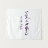 Tenture Couple de mariés. Date de nom violet simple minima (Devant (Horizontal))