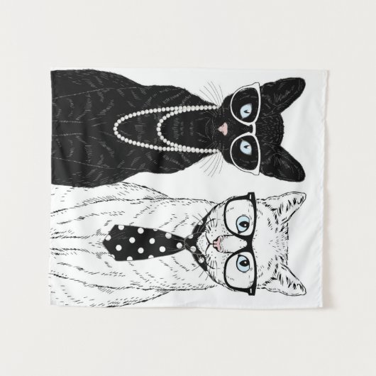 Tenture Couples de chat (Devant (Horizontal))