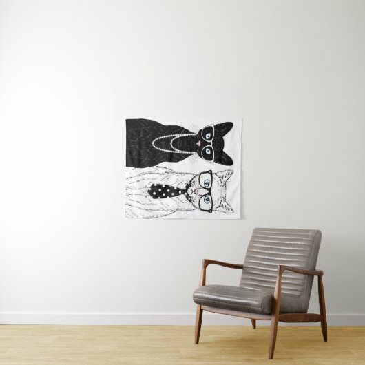 Tenture Couples de chat (En situation (horizontale))