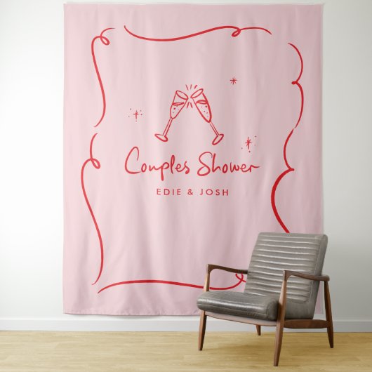 Tenture Couples shower modern natural elegant handwritten (En situation)