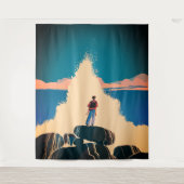 Tenture Courage face à la mer - Vue sur les vagues déferla (Devant)