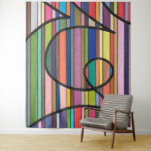 Tenture Courbes noires Abstraites à flux multiple (En situation)