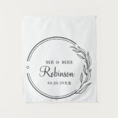 Tenture Coureur de table de mariage floral à script élégan (Devant)
