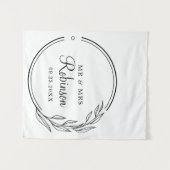 Tenture Coureur de table de mariage floral à script élégan (Devant (Horizontal))
