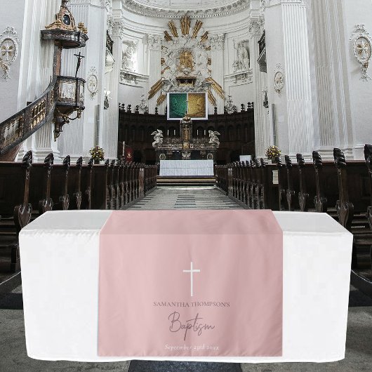 Tenture Coureur de table rose fille baptême baptême