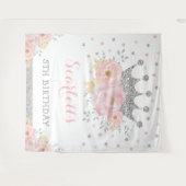Tenture Couronne bébé anniversaire Princesse Fleurs rose a (Devant (Horizontal))