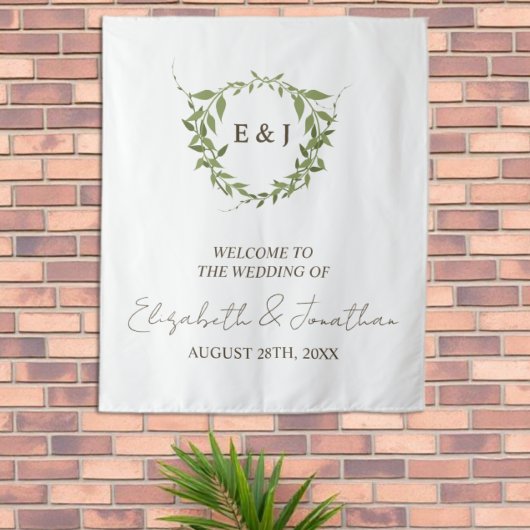 Tenture Couronne botanique mariage tons terre