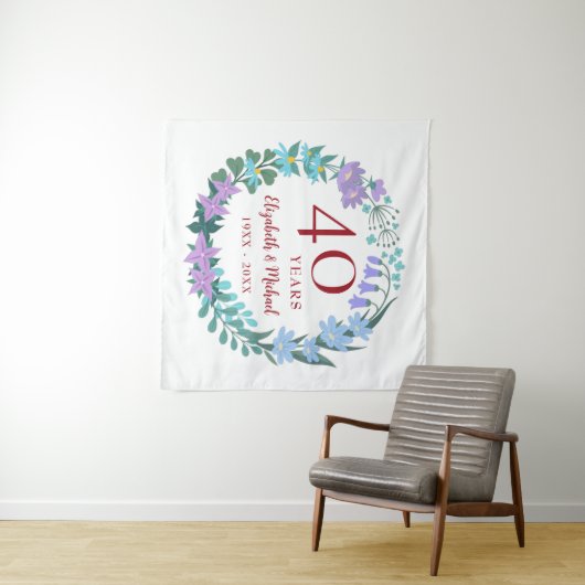 Tenture Couronne de 40e anniversaire de mariage Fleur de l (En situation (horizontale))