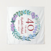 Tenture Couronne de 40e anniversaire rubis fleurs bleuet l (Devant (Horizontal))