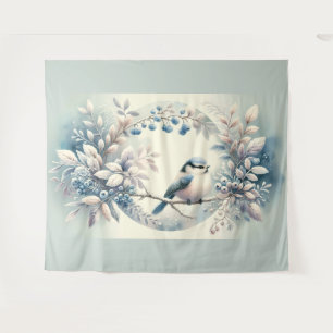 Tenture Couronne de baies de merlebleu d'hiver
