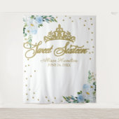 Tenture Couronne de diamants dorée pour 16 ans Fond floral (Devant)