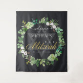 Tenture Couronne de feuillage en or noir pour la bienvenue (Devant)