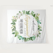 Tenture COURONNE DE FEUILLAGE VERT Aquarelle BIENVENUE ENG (Devant (Horizontal))