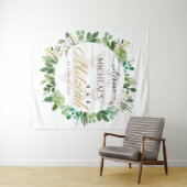 TENTURE COURONNE DE FEUILLES OR VERT MITZVAH DE BIENVENUE  (En situation (horizontale))