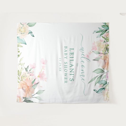 Tenture Couronne de fleurs à l'aquarelle dans les tons pas (Devant (Horizontal))