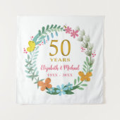 Tenture Couronne de fleurs papillon dorée du 50e anniversa (Devant)