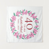 Tenture Couronne de fleurs roses florales Ruby pour le 40e (Devant (Horizontal))