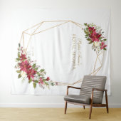 Tenture Couronne de poinsettia rouge or pour photobooth de (En situation (horizontale))