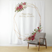 Tenture Couronne de poinsettia rouge or pour photobooth de (En situation)