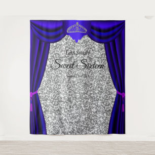 Tenture Couronne de princesse Sweet 16 Bleu rideau Paillet