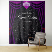 Tenture Couronne de princesse Sweet 16 Violet Rideau Noir (En situation)