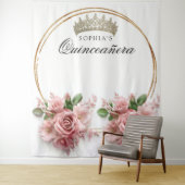Tenture Couronne de roses roses pour Quinceañera Décoratio (En situation)