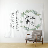 Tenture Couronne de verdure d'eucalyptus pour mariage en P (En situation (horizontale))