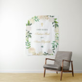 Tenture Couronne de verdure florale élégante Dieu bénisse (En situation)