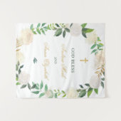 Tenture Couronne de verdure florale élégante Dieu bénisse (Devant (Horizontal))