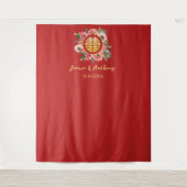 Tenture Couronne fleurie rose moderne mariage chinois arri (Devant)