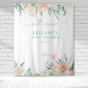 Tenture Couronne florale aquarelle pastel Bienvenue botani