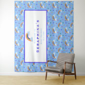 Tenture Coute Rainbow Raindrops Motif fond de Baby shower (En situation)