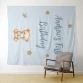 Tenture Coutume Ours Bleu Teddy Anniversaire (En situation (horizontale))