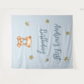 Tenture Coutume Ours Bleu Teddy Anniversaire (Devant (Horizontal))