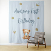 Tenture Coutume Ours Bleu Teddy Anniversaire (En situation)