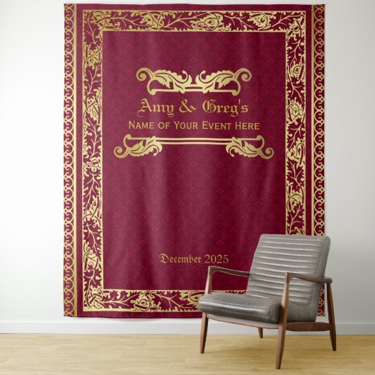 Tenture Couverture de livre classique dorée feuillage dama (En situation)